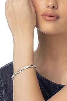 White Finish Zircon Tennis Bracelet In Sterling Silver