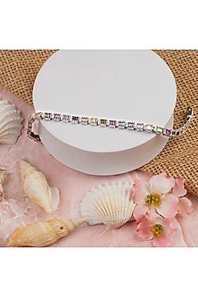 White Finish Zircon Tennis Bracelet In Sterling Silver