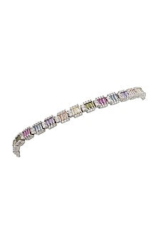 White Finish Zircon Tennis Bracelet In Sterling Silver