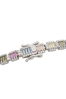White Finish Zircon Tennis Bracelet In Sterling Silver