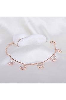 Rose Gold Finish Zircon Bracelet In Sterling Silver