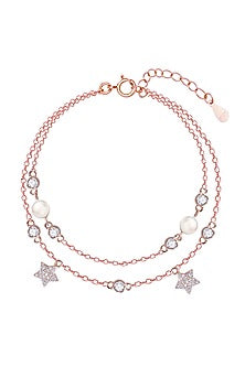 Rose Gold Finish Zircon Bracelet In Sterling Silver