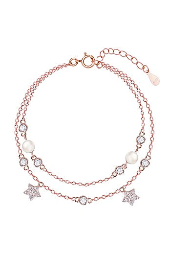 Rose Gold Finish Zircon Bracelet In Sterling Silver