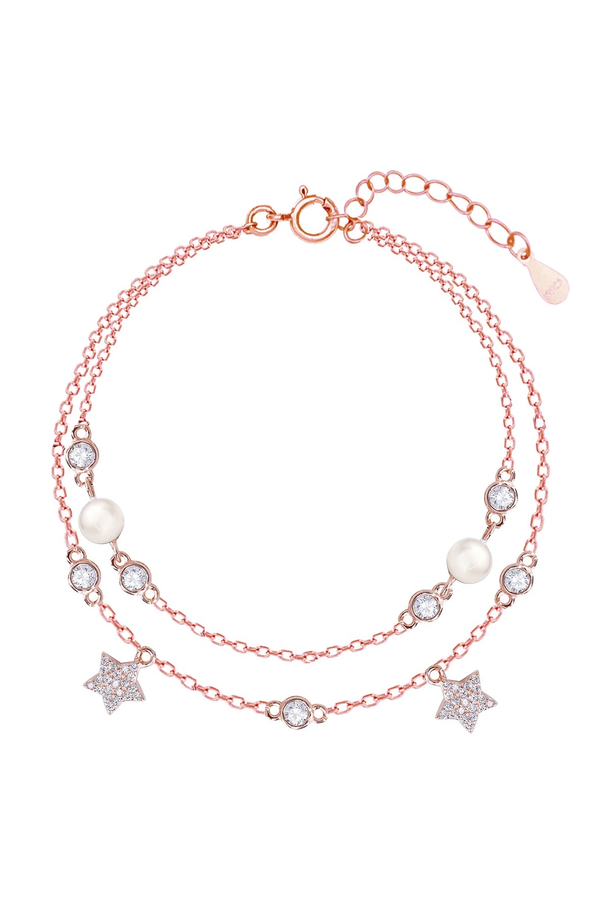 Rose Gold Finish Zircon Bracelet In Sterling Silver