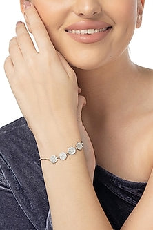 White Finish Zircon Bracelet In Sterling Silver