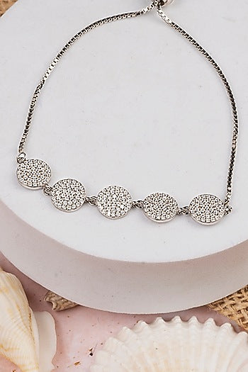 White Finish Zircon Bracelet In Sterling Silver