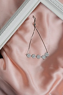 White Finish Zircon Bracelet In Sterling Silver