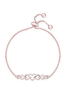 Rose Gold Finish Zircon Bracelet In Sterling Silver