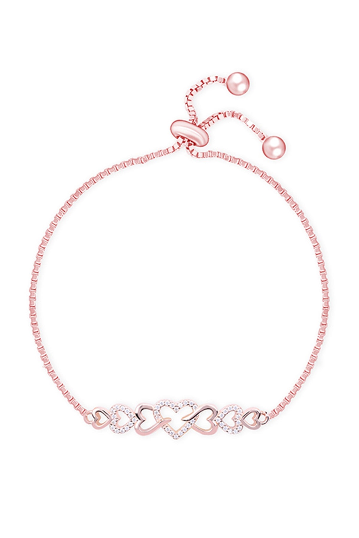 Rose Gold Finish Zircon Bracelet In Sterling Silver