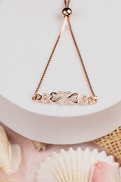 Rose Gold Finish Zircon Bracelet In Sterling Silver