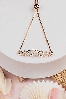 Rose Gold Finish Zircon Bracelet In Sterling Silver