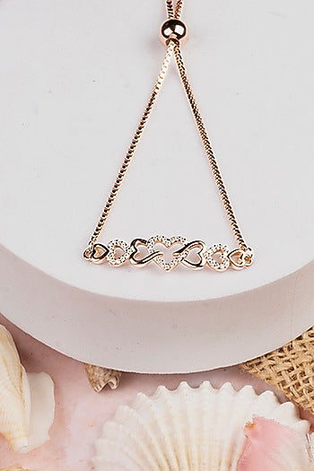 Rose Gold Finish Zircon Bracelet In Sterling Silver