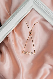 Rose Gold Finish Zircon Bracelet In Sterling Silver