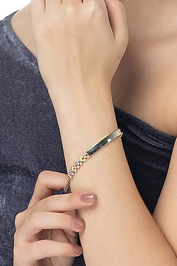 Two-Tone Finish Zircon Bracelet In Sterling Silver