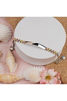 Two-Tone Finish Zircon Bracelet In Sterling Silver