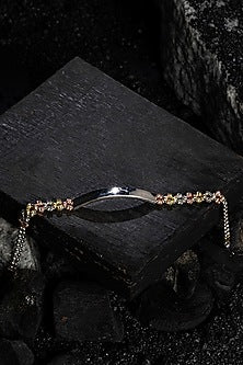 Two-Tone Finish Zircon Bracelet In Sterling Silver