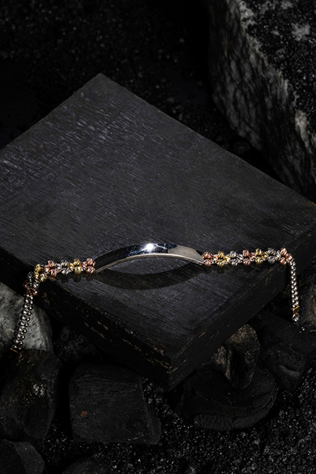 Two-Tone Finish Zircon Bracelet In Sterling Silver