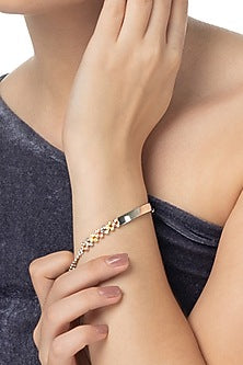 Two-Tone Finish Zircon Bracelet In Sterling Silver