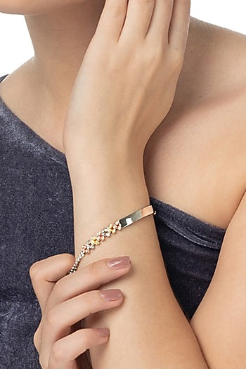 Two-Tone Finish Zircon Bracelet In Sterling Silver