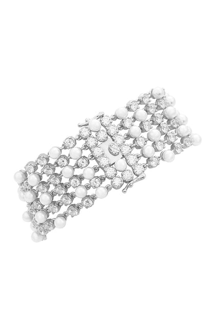 White Finish Zircon Bracelet In Sterling Silver
