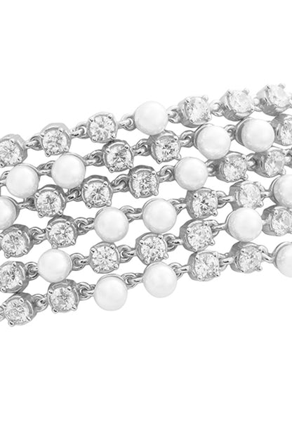 White Finish Zircon Bracelet In Sterling Silver