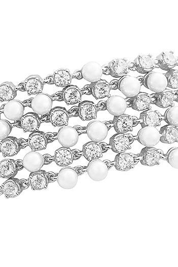 White Finish Zircon Bracelet In Sterling Silver