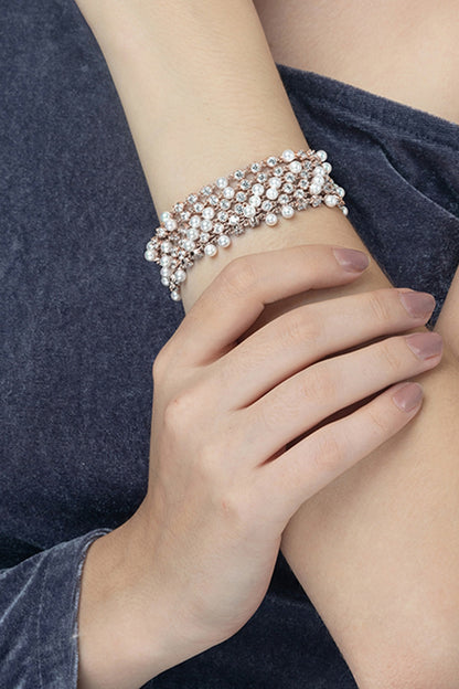 White Finish Zircon Bracelet In Sterling Silver