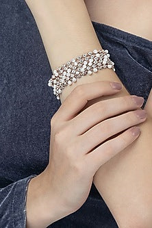 White Finish Zircon Bracelet In Sterling Silver