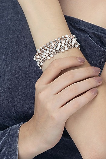 White Finish Zircon Bracelet In Sterling Silver