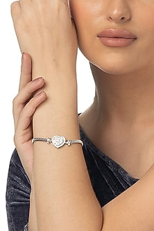 White Finish Zircon Bracelet In Sterling Silver