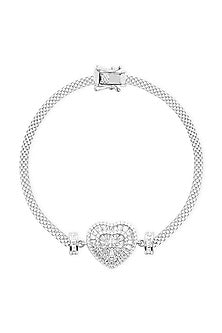 White Finish Zircon Bracelet In Sterling Silver