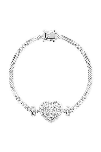 White Finish Zircon Bracelet In Sterling Silver