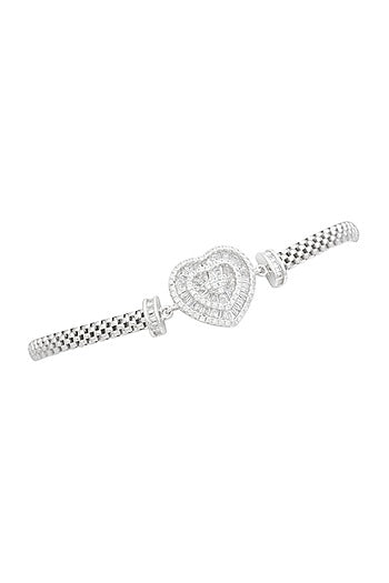 White Finish Zircon Bracelet In Sterling Silver