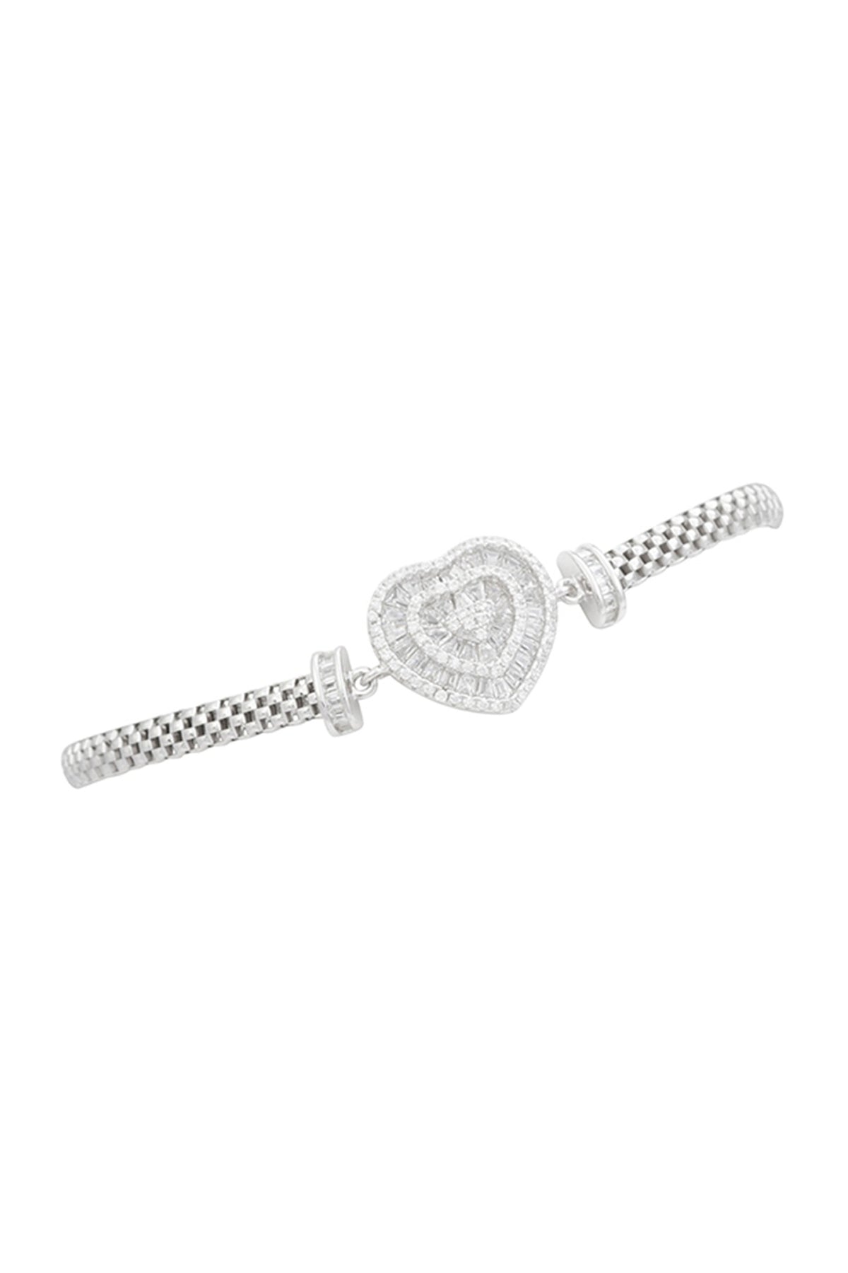 White Finish Zircon Bracelet In Sterling Silver