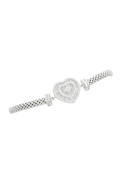 White Finish Zircon Bracelet In Sterling Silver