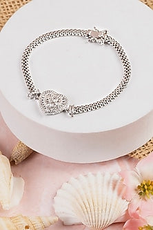 White Finish Zircon Bracelet In Sterling Silver