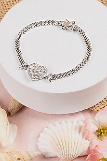 White Finish Zircon Bracelet In Sterling Silver