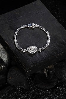 White Finish Zircon Bracelet In Sterling Silver