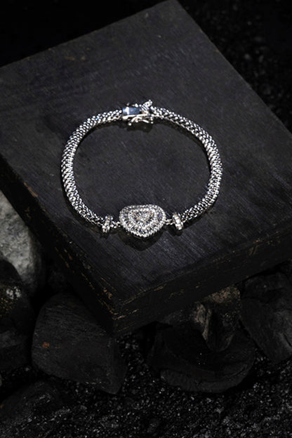 White Finish Zircon Bracelet In Sterling Silver