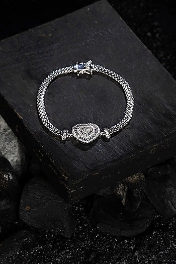 White Finish Zircon Bracelet In Sterling Silver