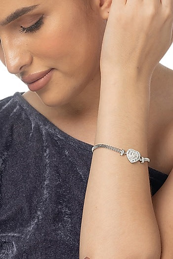 White Finish Zircon Bracelet In Sterling Silver