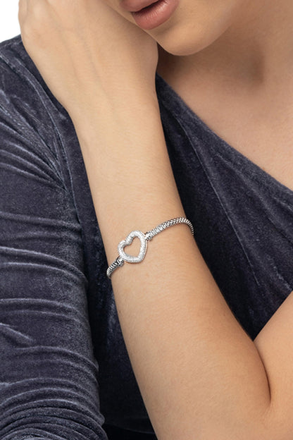 White Finish Zircon Bracelet In Sterling Silver