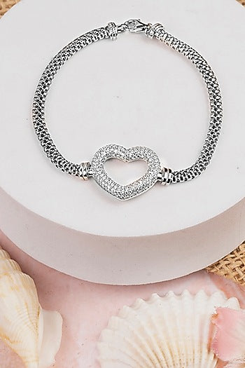White Finish Zircon Bracelet In Sterling Silver