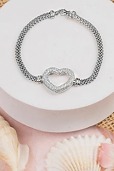 White Finish Zircon Bracelet In Sterling Silver