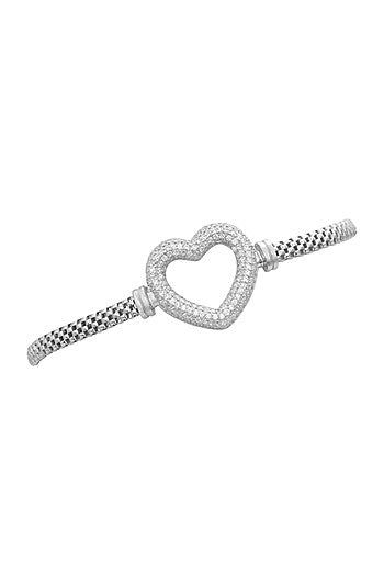 White Finish Zircon Bracelet In Sterling Silver
