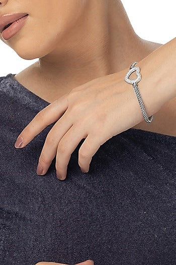 White Finish Zircon Bracelet In Sterling Silver