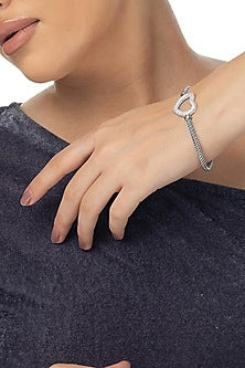 White Finish Zircon Bracelet In Sterling Silver