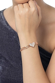 Rose Gold Finish Zircon Bracelet In Sterling Silver