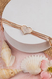Rose Gold Finish Zircon Bracelet In Sterling Silver