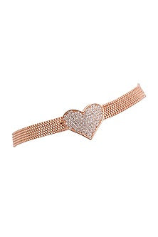 Rose Gold Finish Zircon Bracelet In Sterling Silver